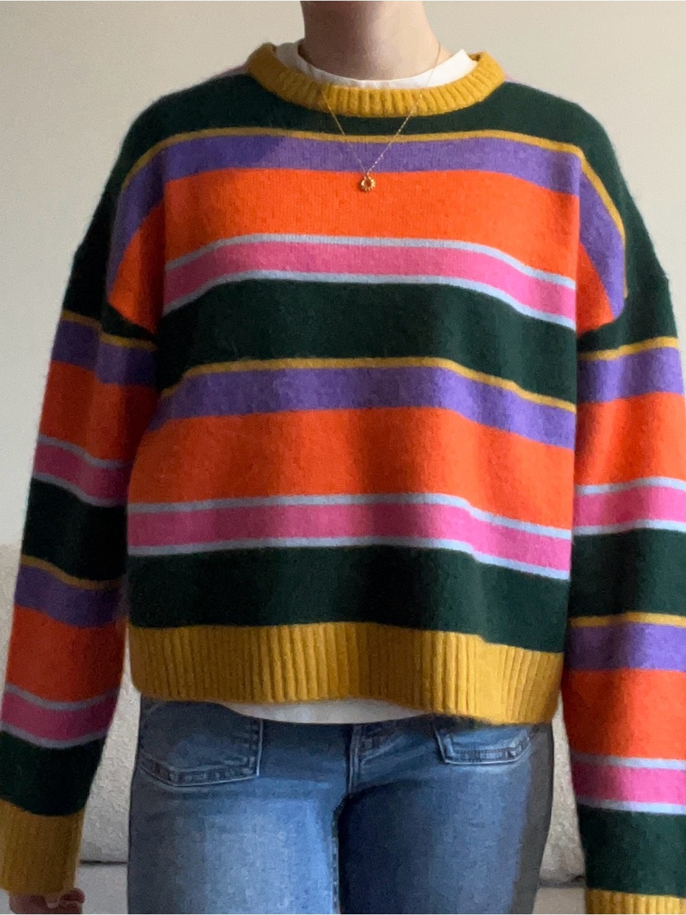 Colorful Striped Y2K Preppy Retro Knit Sweater Size Medium
